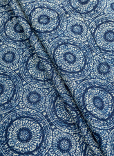 Pure Cotton Cambric Indigo Color Geometrical Block Print Fabric